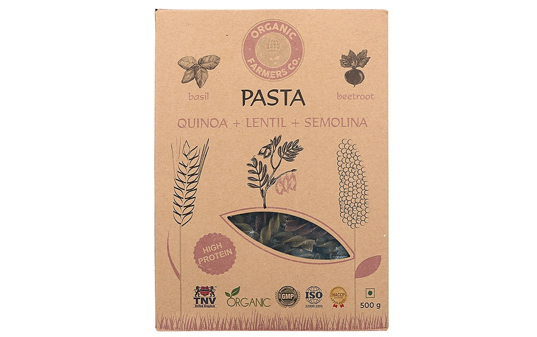 Organic Farmers Co. Quinoa + Lentil + Semolina Pasta   Box  500 grams